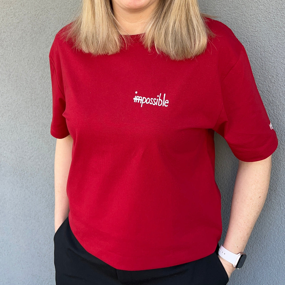 T-Shirt Rot: mit Aufdruck