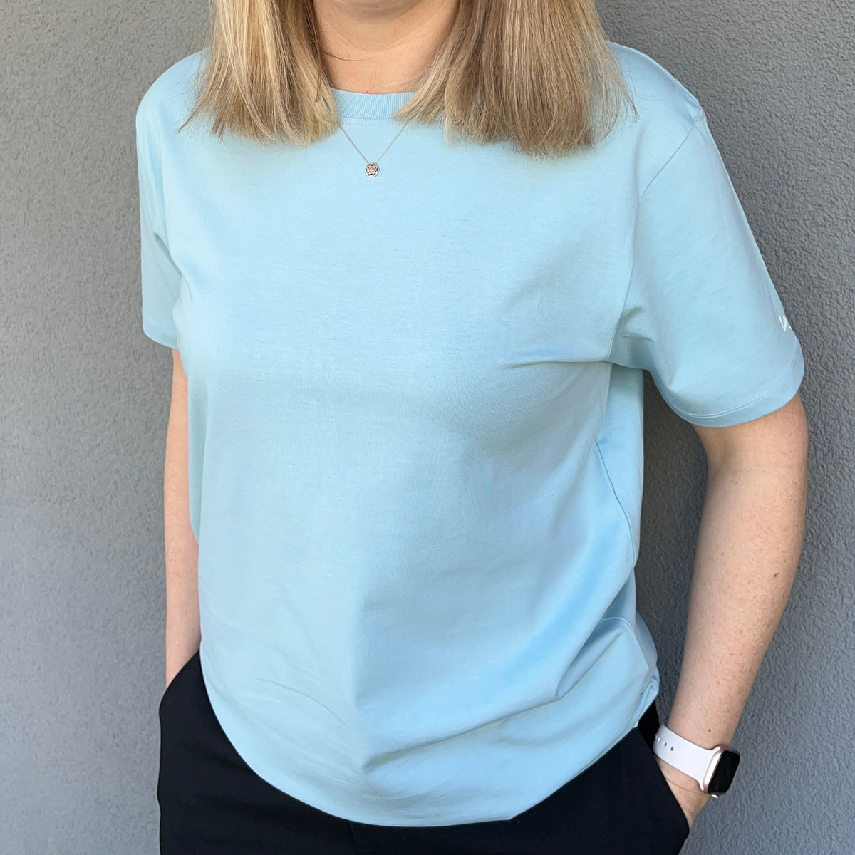 T-Shirt Hellblau: unbedruckt