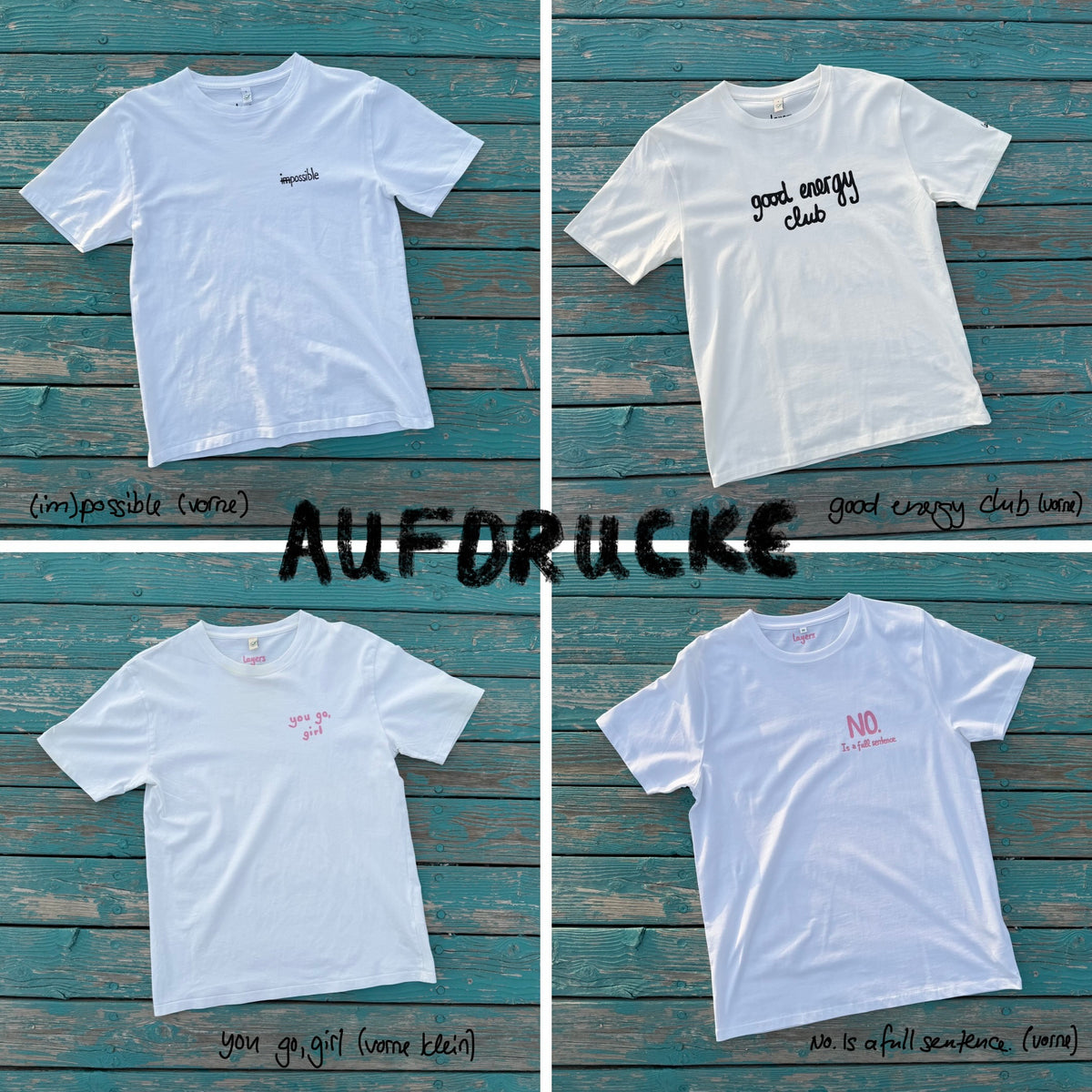 T-Shirt Hellblau: mit Aufdruck
