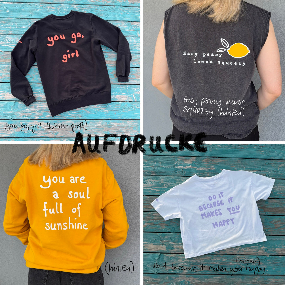 T-Shirt Hellblau: mit Aufdruck