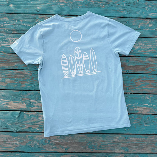T-Shirt Hellblau: mit Aufdruck